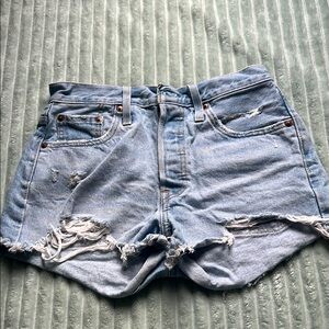 Levi's Light Blue Distressed Jean Shorts